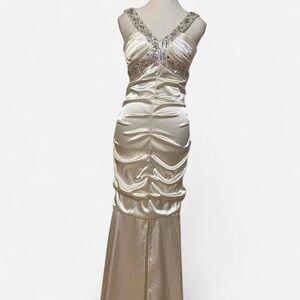 Luxurious Cream Satin Prom Dress